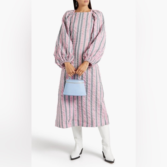 Ganni Dresses & Skirts - Ganni Pink and Gray Striped Long Sleeve Dress
